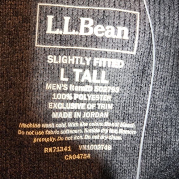 NWT L.L.Bean Grey Sweater Fleece Pullover Mens Size Large Tall - Picture 3 of 16
